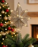 Large Warm White LED Champagne Star Of Bethlehem Tree Topper | 42cm