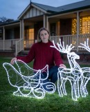 1.8m 3D Sleigh & Reindeer Outdoor LED Rope Light Display Set