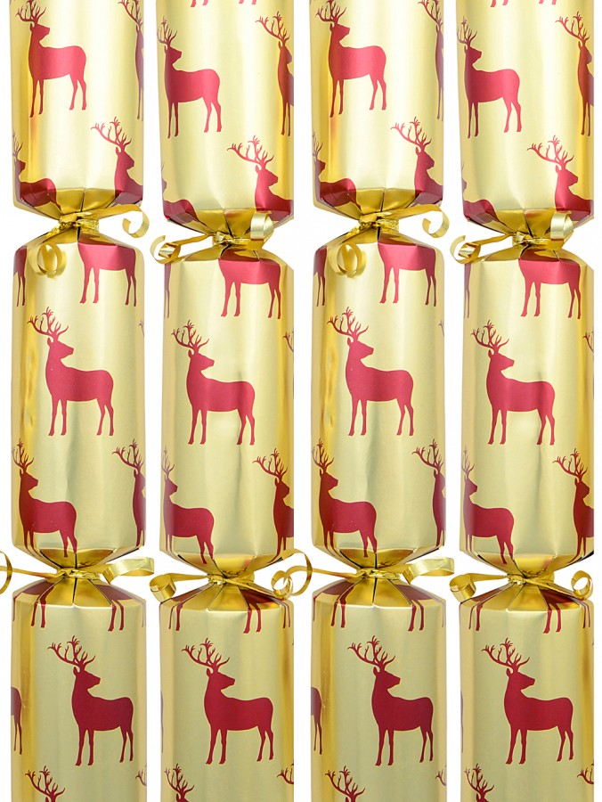 Matte Gold With Maroon Reindeer Bulls Christmas Bon Bons - 50 x 31cm