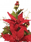 Red Poinsettia Centrepiece With Berries Leaves & Twigs - 57cm