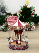 Rotating Musical Christmas Chair-O-Planes Carousel LED Village Scene - 34cm