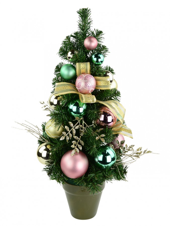 Gold, Pink & Mint Green Pre-Decorated Table Top Tree - 65cm