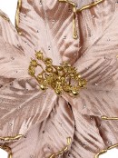 28cm Rose Gold With Silver Diamantes Poinsettia Christmas Tree Clip Pick