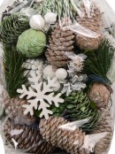 Assorted Pine Cones With Snowflakes & Bell Decoration Mix - 350g
