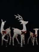 Warm White With Twinkle LED 3D Mesh Reindeer Family Light Display - Set Of 3