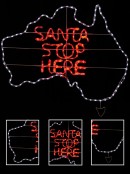 Cool White & Red Santa Stop Here Australian Map Rope Light Silhouette - 1.1m
