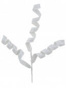 White Curly Ribbon Glitter Spray Stem With Posable Iridescent Branchlets | 60cm