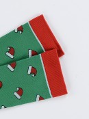 Santa Hats Pattern Design Green Long Christmas Socks - One Size Fits Most