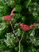 Red Robin Mesh With Embellishments Christmas Critter Clip Pick - 11cm Wide