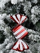 Red & White Wrapped Lolly Bauble Christmas Tree Hanging Decoration - 19cm