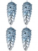 4x 11cm Silver & Blue Two Tone Natural Look Christmas Pinecones With Glitter