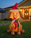 1.3m Cute Sitting Puppy Holding Stocking | LED Outdoor Inflatable