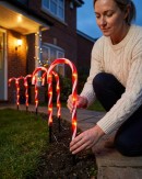 6x LED Christmas Candy Cane Path Lights - Red & White Garden Stakes | 54cm