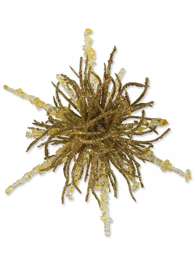 Gold Glittered Snowflake Hanging Ornament - 14cm