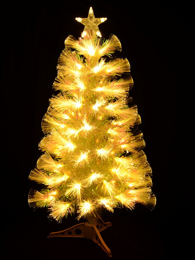 Iridescent Rainbow Effect & Warm White LED Fibre Optic Christmas Tree - 90cm