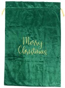88cm Large Dark Green Velvet Merry Christmas Gold Embroidered Santa Sack