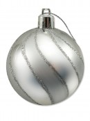 Silver & Blue Baubles With Assorted Patterns - 9 x 60mm