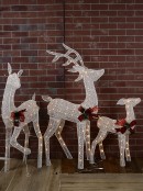 Warm White With Twinkle LED 3D Mesh Reindeer Family Light Display - Set Of 3