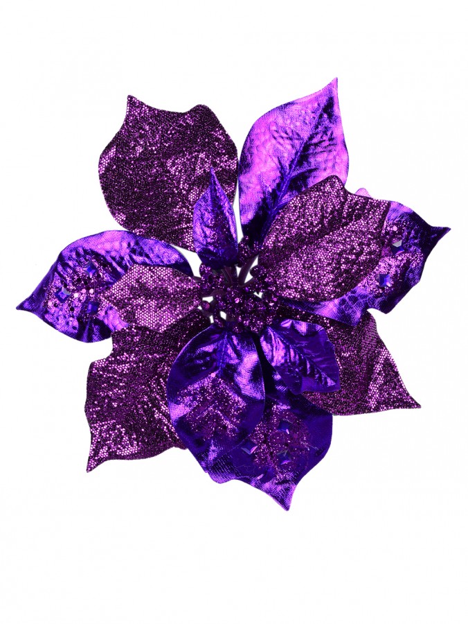 Spectacular Purple Poinsettia Pick - 26cm