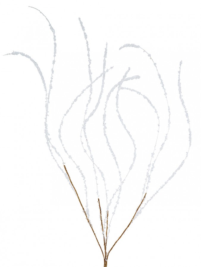 Frosted Pussy Willow Branch Look Decorative Christmas Floral Stem - 90cm