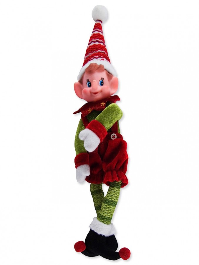 Green With Red Elf Hanging Ornament - 24cm