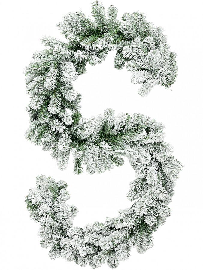 2.7m Dawn White Moderately Flocked Spruce Christmas Garland | 180 Tips