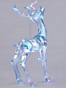 19cm Iridescent Blue Glass Look Standing Reindeer Figurine