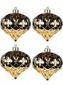 4x 80mm Shiny Gold Mercury Like Finish Christmas Onion Baubles