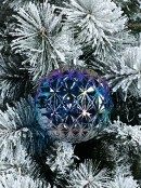 12cm Metallic Rainbow-Like Iridescent Geometric Pattern Christmas Ball Bauble