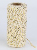 Assorted 70m Red, Green Or White Twine Rope With Gold Tinsel Flecks 
