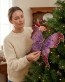 Large Purple To Pink Bejeweled Butterfly Christmas Clip Pick | 52cm