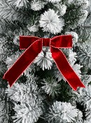 Regal Crimson Velvet Christmas Bow Candy Cane Border Clip Pick | 17cm