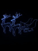 1.8m Sleigh & Reindeer With Cool White LED Rope Light Display