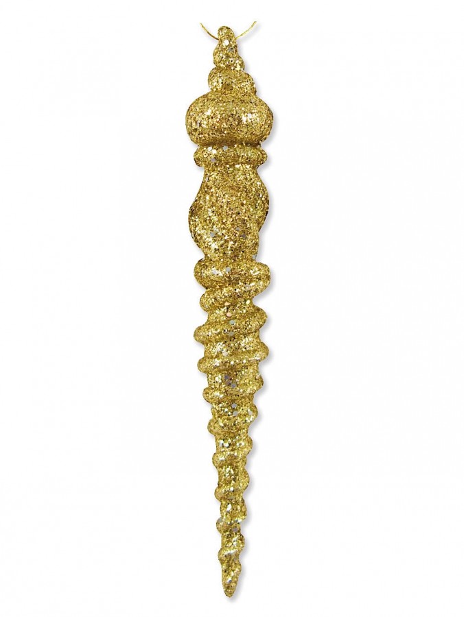 Gold Glittered Finial Design Icicles - 12 x 13cm