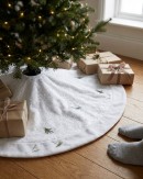 1m White Sheer Organza & Iridescent Snowflake Christmas Tree Skirt