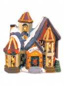 Illuminated 5 House & Church With 6 Figurines Village Scene - 2.6m