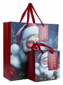 Small Nostalgic Father Christmas & Winter Village Gift Bag | 17cm