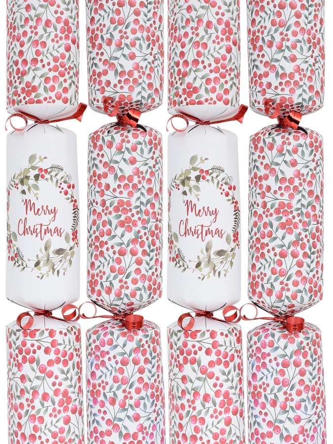 50x Botanical Holly Berry Wreath & Vine Christmas Bon Bons (Crackers) | 30cm