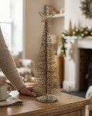 45cm Glitter Frost Champagne Wire Tabletop Tree Ornament