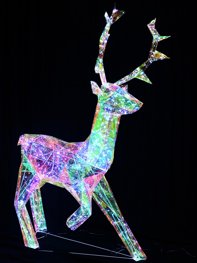 Iridescent Holographic & Cool White LED Standing Reindeer Light Display - 1.4m