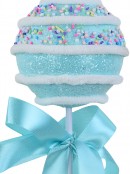 Pastel Blue Cupcake Bauble Stem With Iridescent Frosting & Satin Bow | 54cm