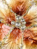 Platinum & Brown With Sequins Tulip Christmas Flower Clip Pick - 20cm Wide