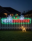 2m Dynamic Framed Merry Christmas, Holly & Snowflakes Outdoor LED Display