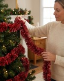 Premium 8ply Red Metallic Fir Christmas Tinsel Garland | 5m x 10cm