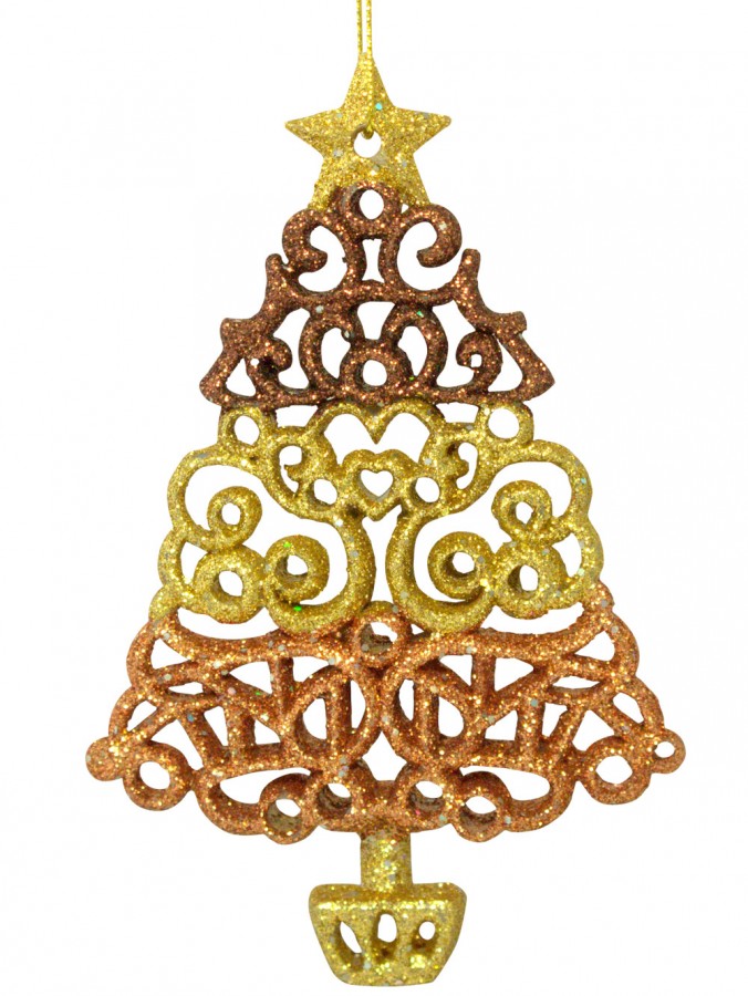 Glittered Filigree Christmas Tree Hanging Decoration - 13cm