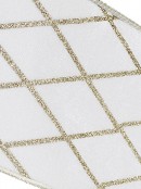 10m Champagne Glitter Diamond Pattern On White Velvet Wide Cut Ribbon