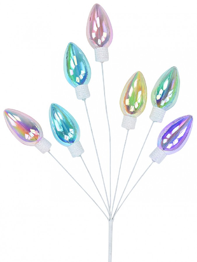 Pastel Rainbow C9 Bulb Christmas Decorative Spray Long Stem - 30cm Wide