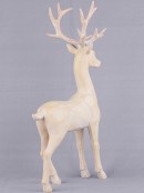 36cm Carved Wood Look Standing Reindeer Resin Figurine