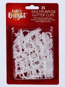 Reusable Outdoor Multipurpose Gutter Clips Christmas Light Accessory - 25 Pack