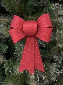 24cm Red Glitter PVC Christmas Bow